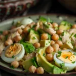 Avocado Chickpea Chicken Salad With Boiled Eggs