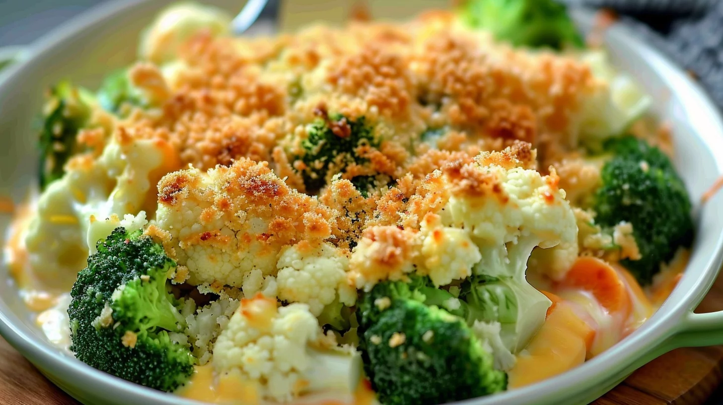 Broccoli and Cauliflower Cheese Bake