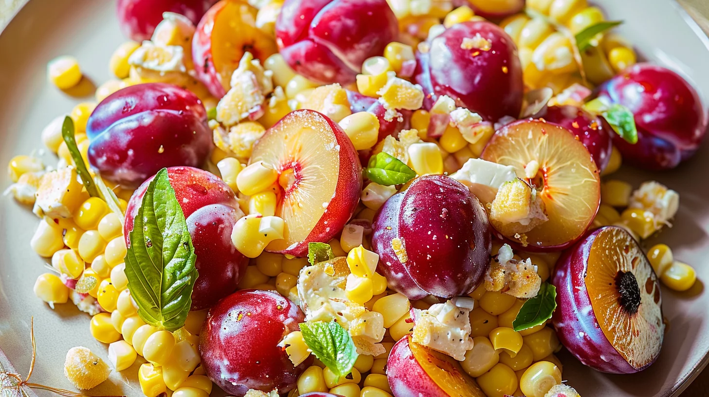 Creamy Corn Salad With Plum and Boursin