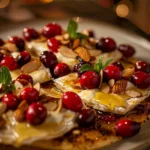 Crispy Flatbread With Brie Cranberries and Toasted Almonds