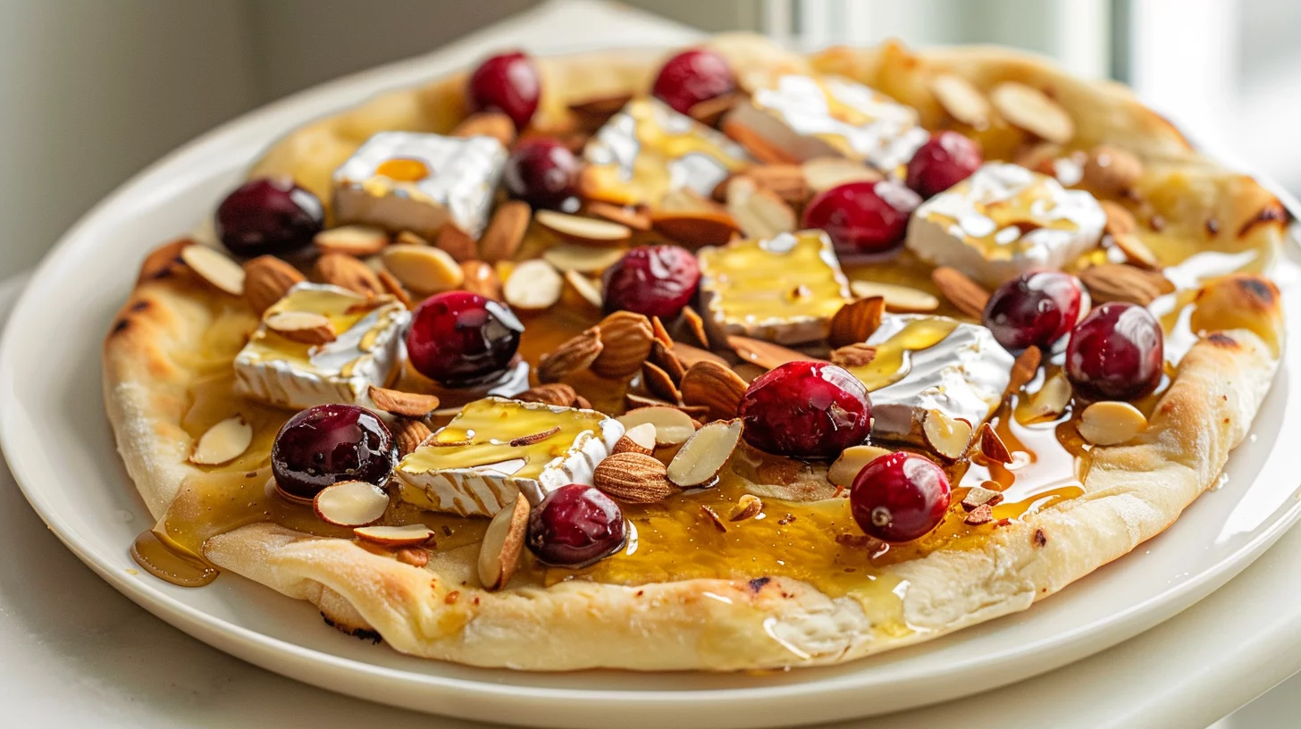 Crispy Flatbread With Brie Cranberries and Toasted Almonds
