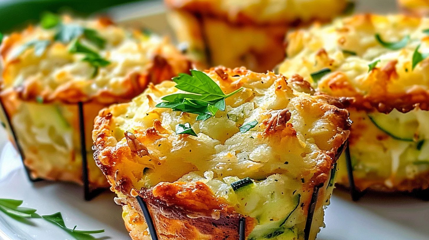 Crispy Parmesan Zucchini Potato Muffins