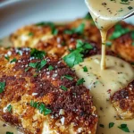 Parmesan Crusted Chicken With Creamy Garlic Sauce