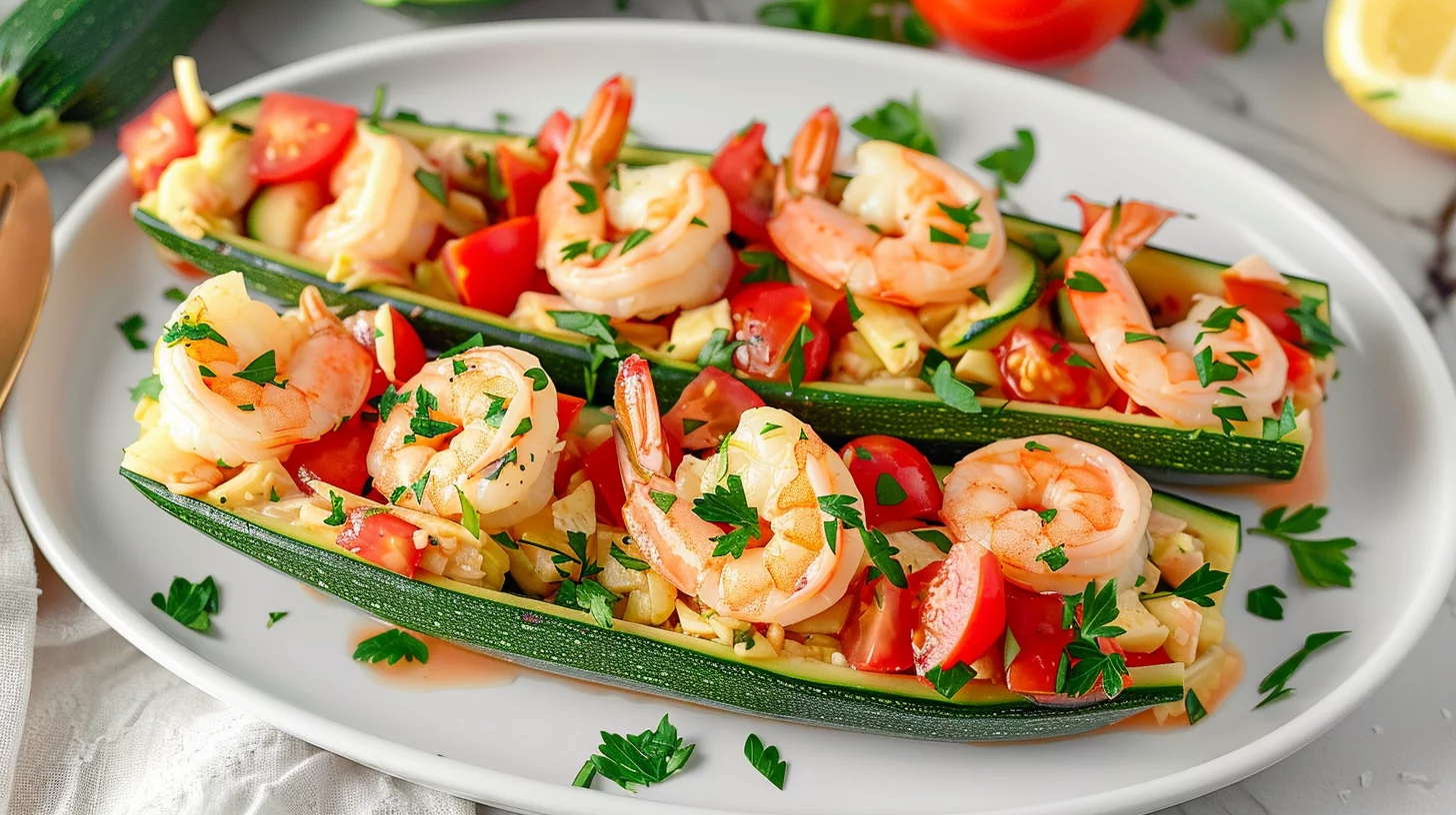 Shrimp Scampi Zucchini Boats