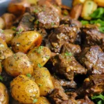 Slow Cooker Garlic Butter Beef Bites and Potatoes