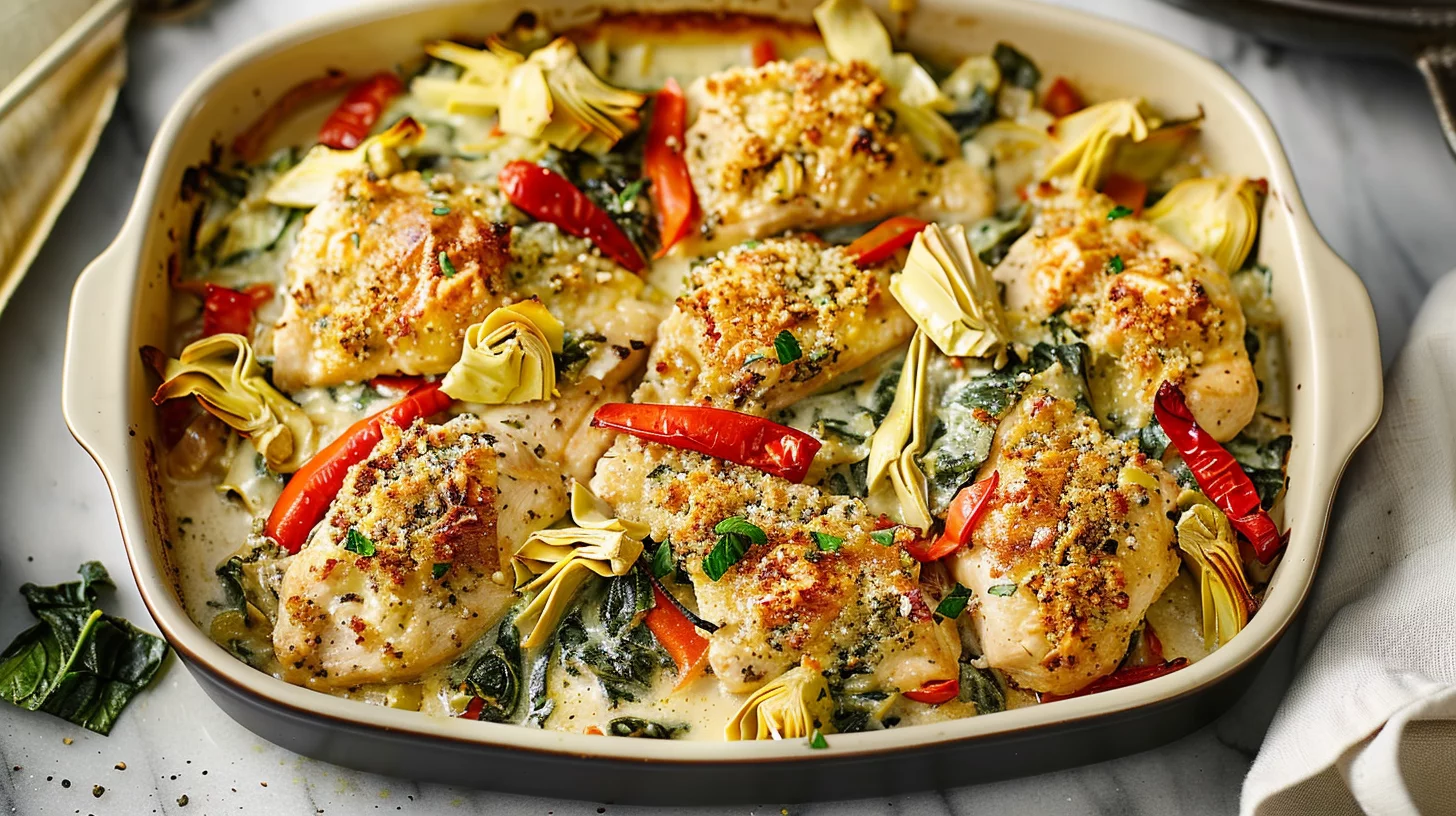 Spinach Artichoke Chicken Bake