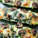 Spinach Mushroom and Ricotta Stuffed Zucchini