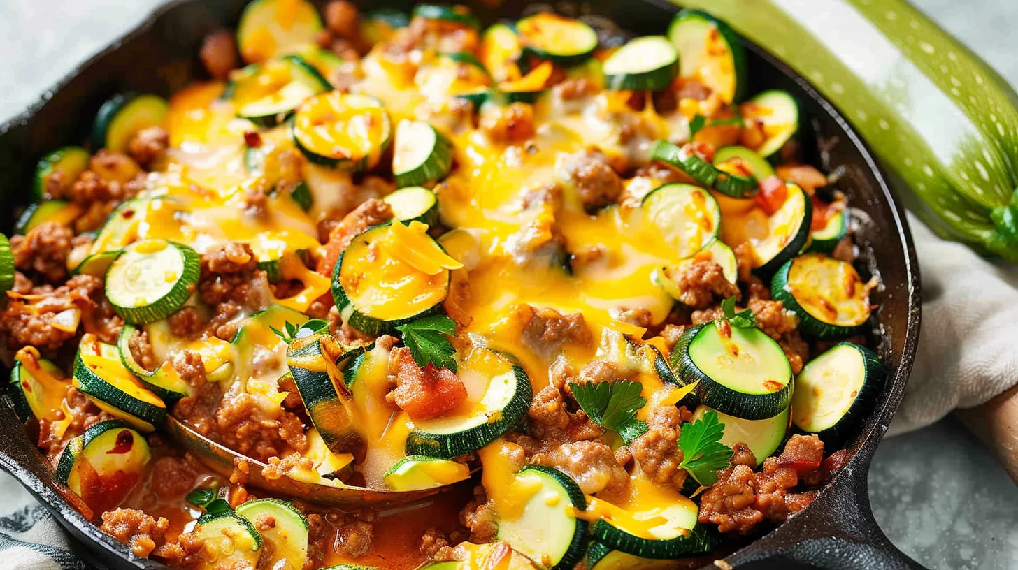 Zucchini and Ground Beef Skillet Bake