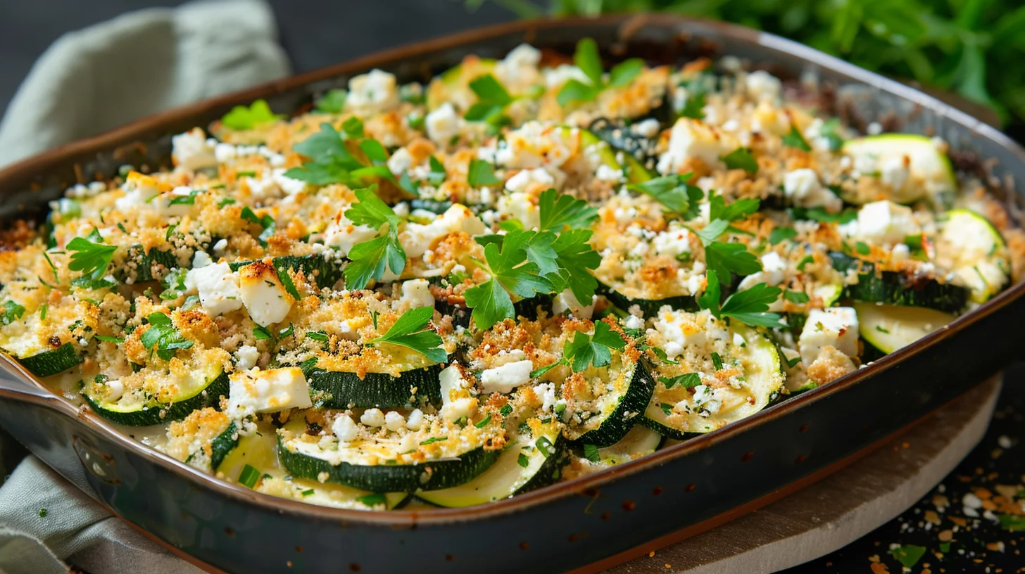 Zucchini Casserole Feta Herb Bake
