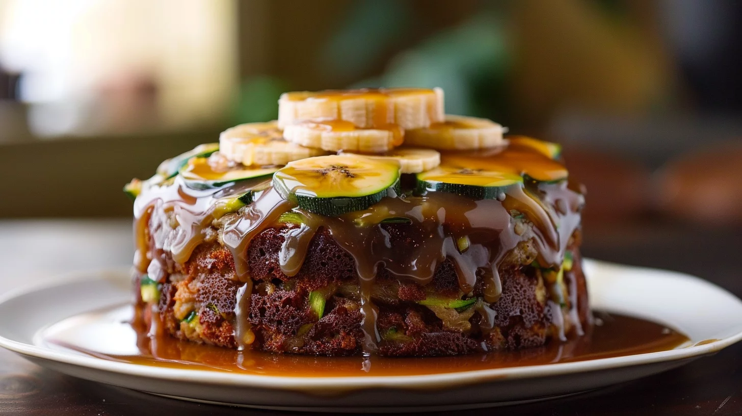 Banana Zucchini Pudding Cake With Vanilla Browned Butter Glaze