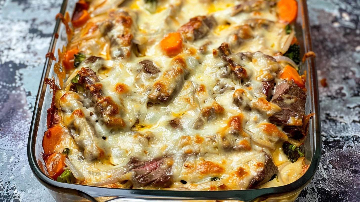 Cheesy Low Carb Philly Cheesesteak Casserole Recipe
