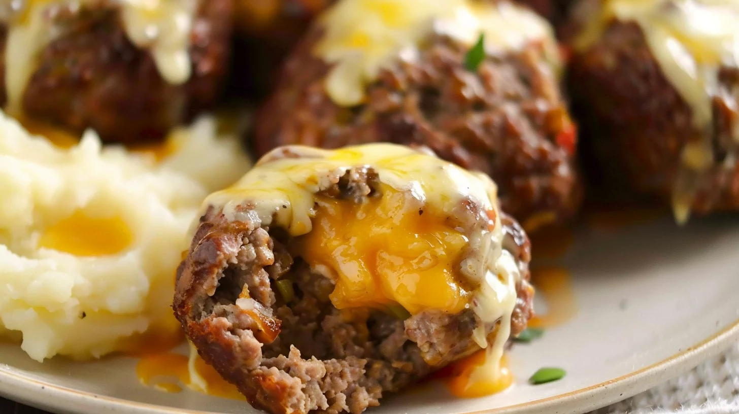 Cheesy Stuffed Meatloaf Bites