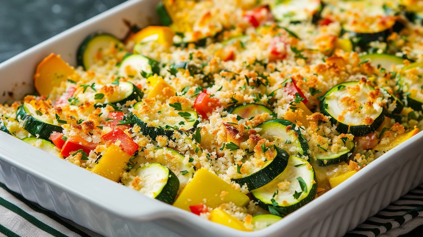Cheesy Summer Squash and Zucchini Casserole