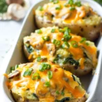 Cheesy Twice-baked Stuffed Potatoes With Spinach and Mushrooms