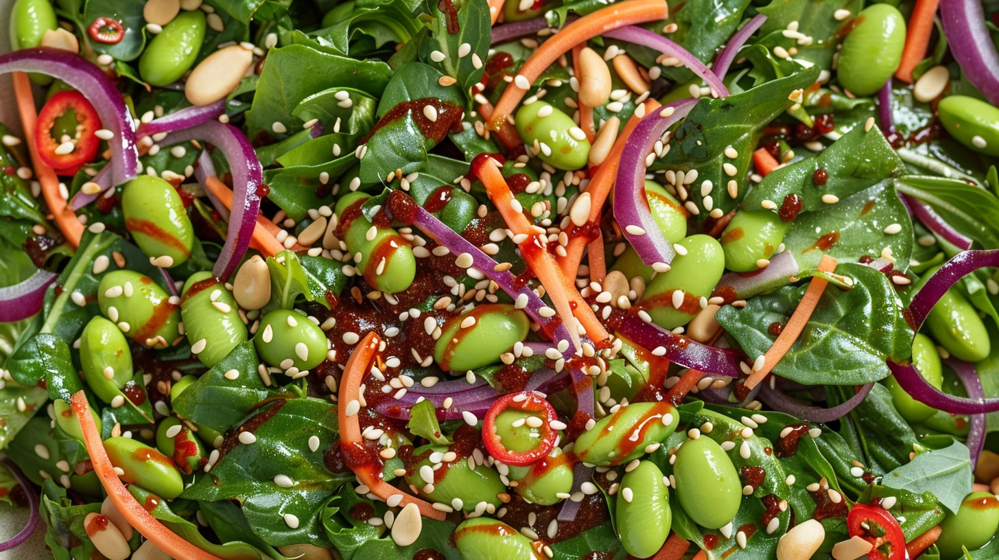 Cold Asian Edamame Bean Salad With Chili Miso Vinaigrette