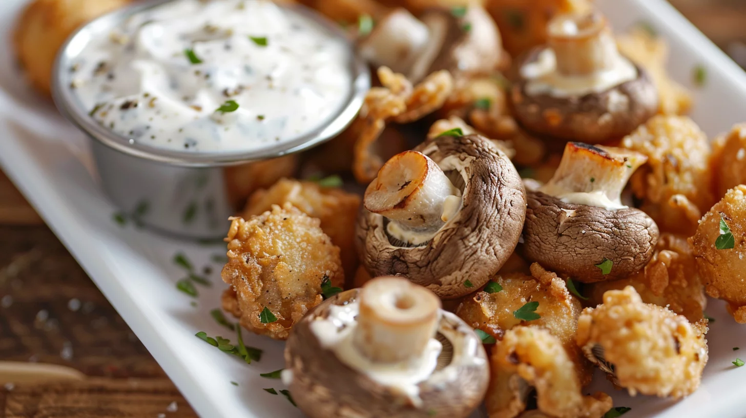 Crispy Fried Mushrooms With Cool Ranch Dip