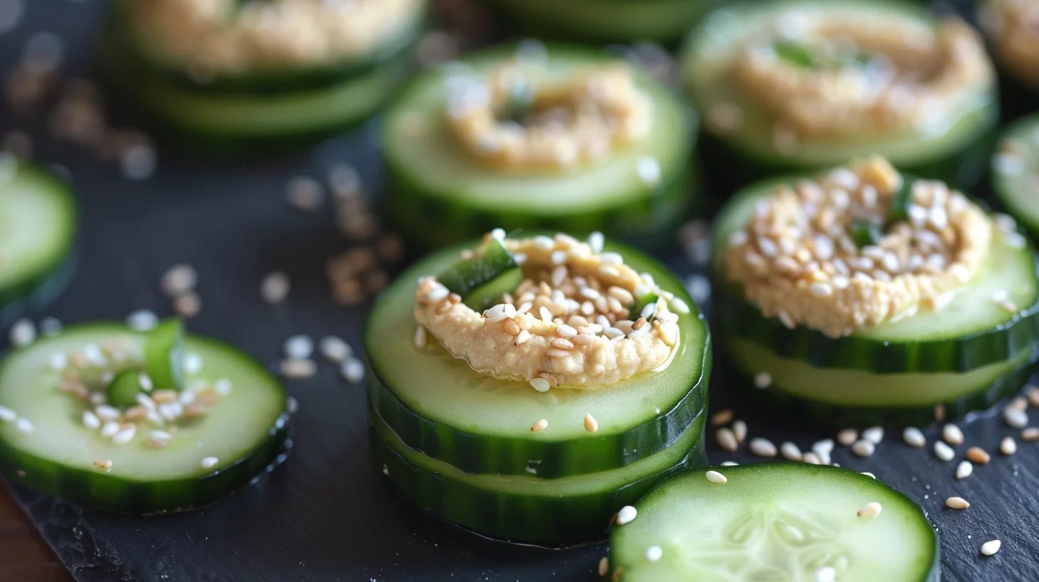 Cucumber and Hummus Bites