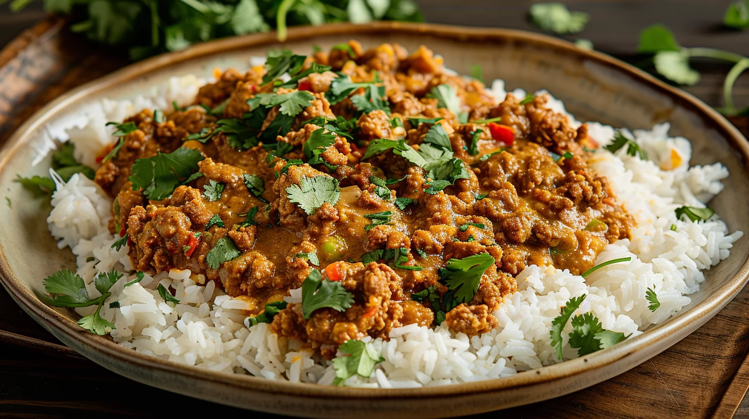 Curried Ground Beef With Peanut Sauce