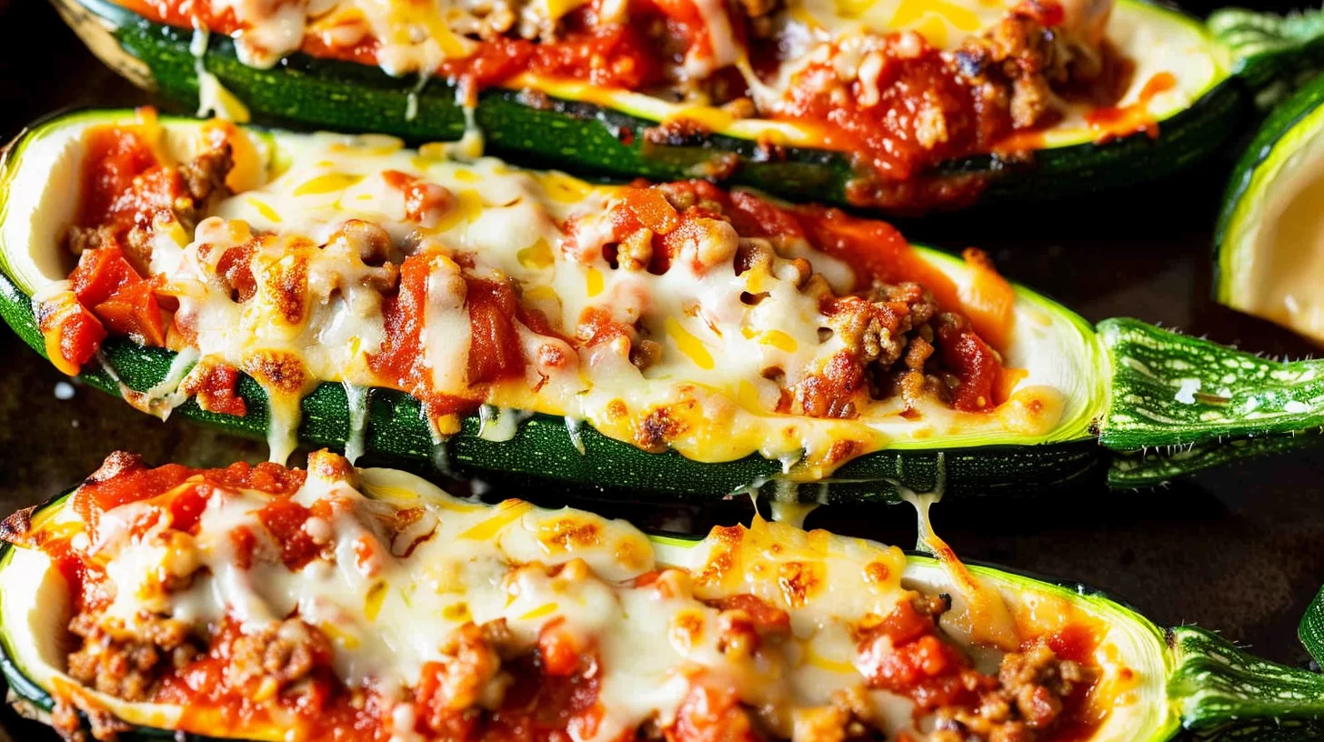 Easy Ground Beef Zucchini Boats