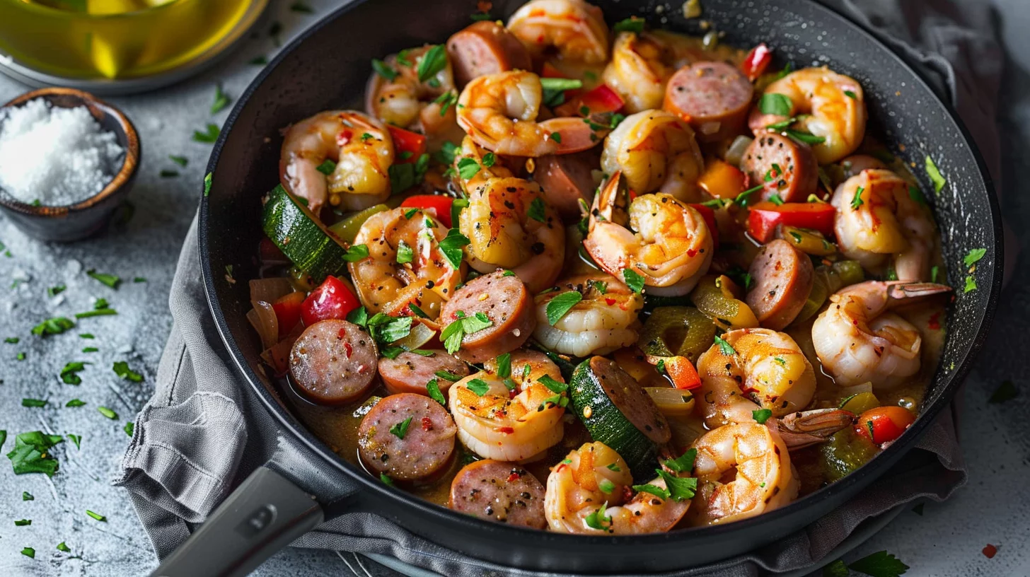 Easy Keto Shrimp and Sausage Skillet