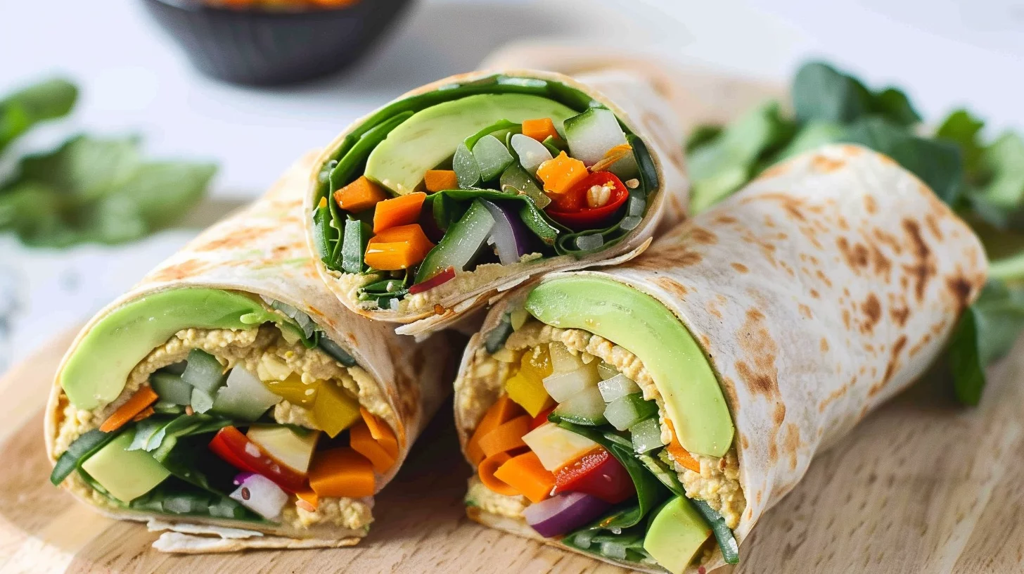 Easy Vegetarian Hummus Wraps
