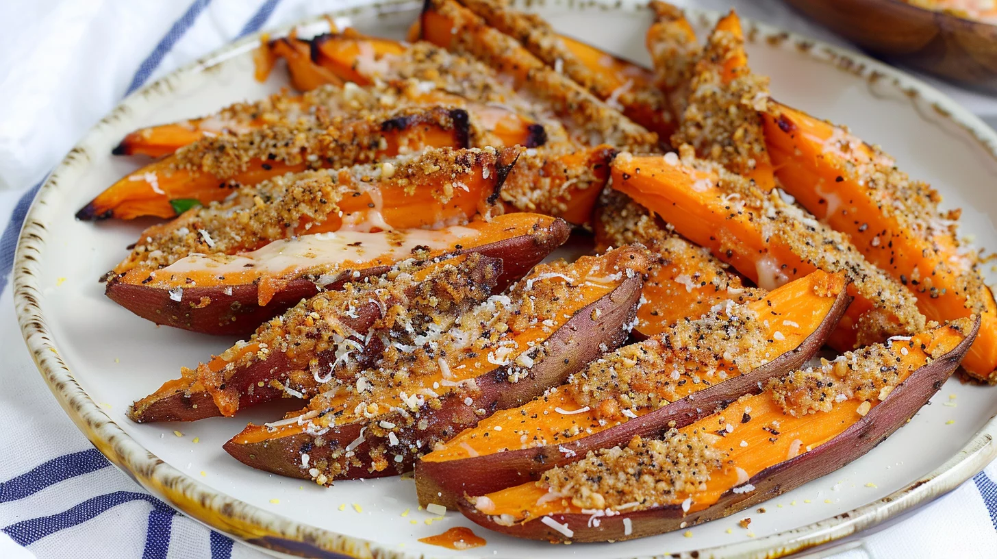 Garlic Parmesan Sweet Potato Wedges