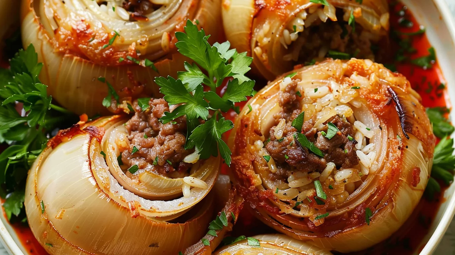 Greek Stuffed Onions