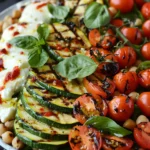 Grilled Zucchini Chickpea Salad With Burrata and Chili Oil