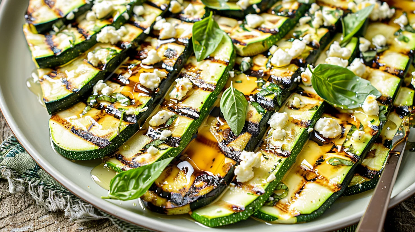 Grilled Zucchini With Goat Cheese Basil and Honey