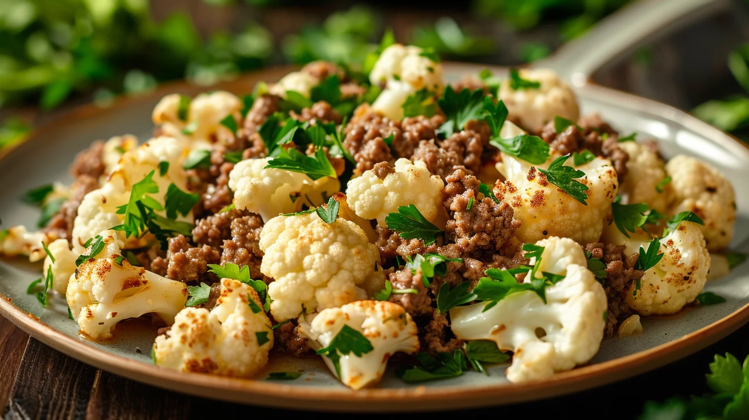 Ground Beef and Cauliflower Skillet