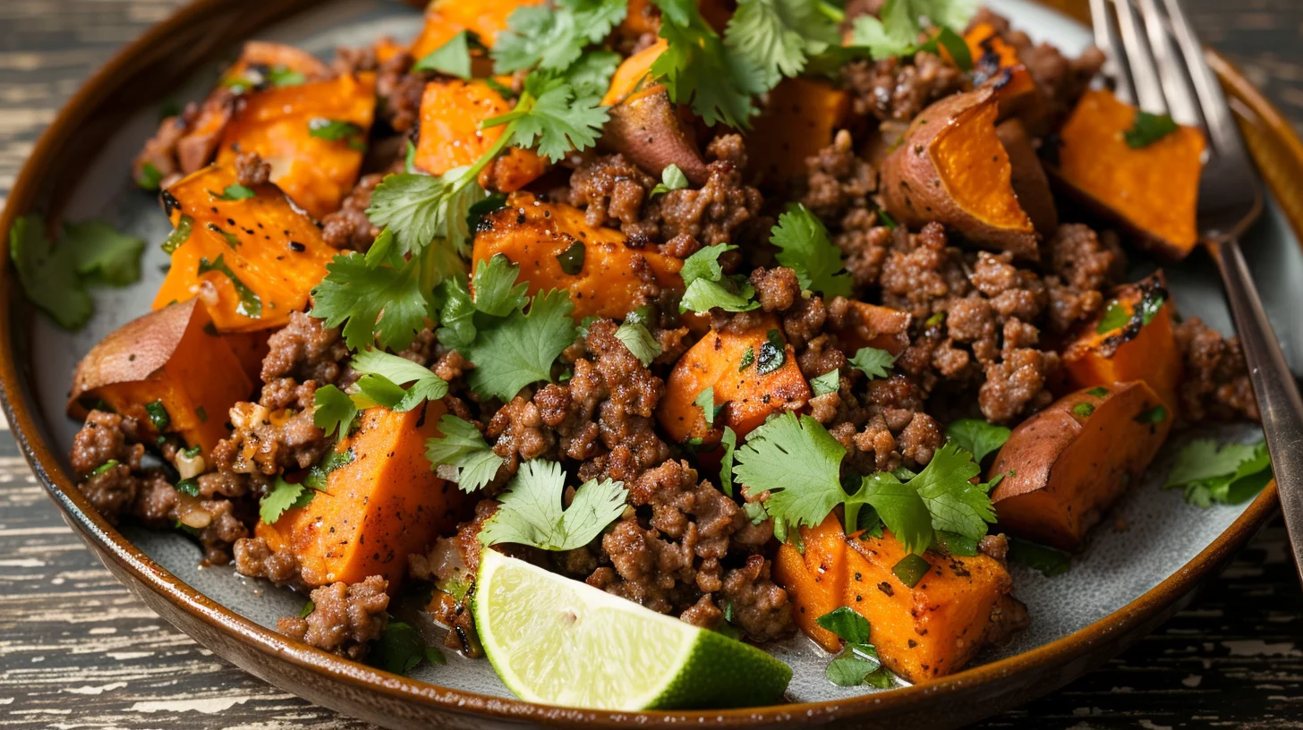 Ground Beef and Roasted Sweet Potatoes