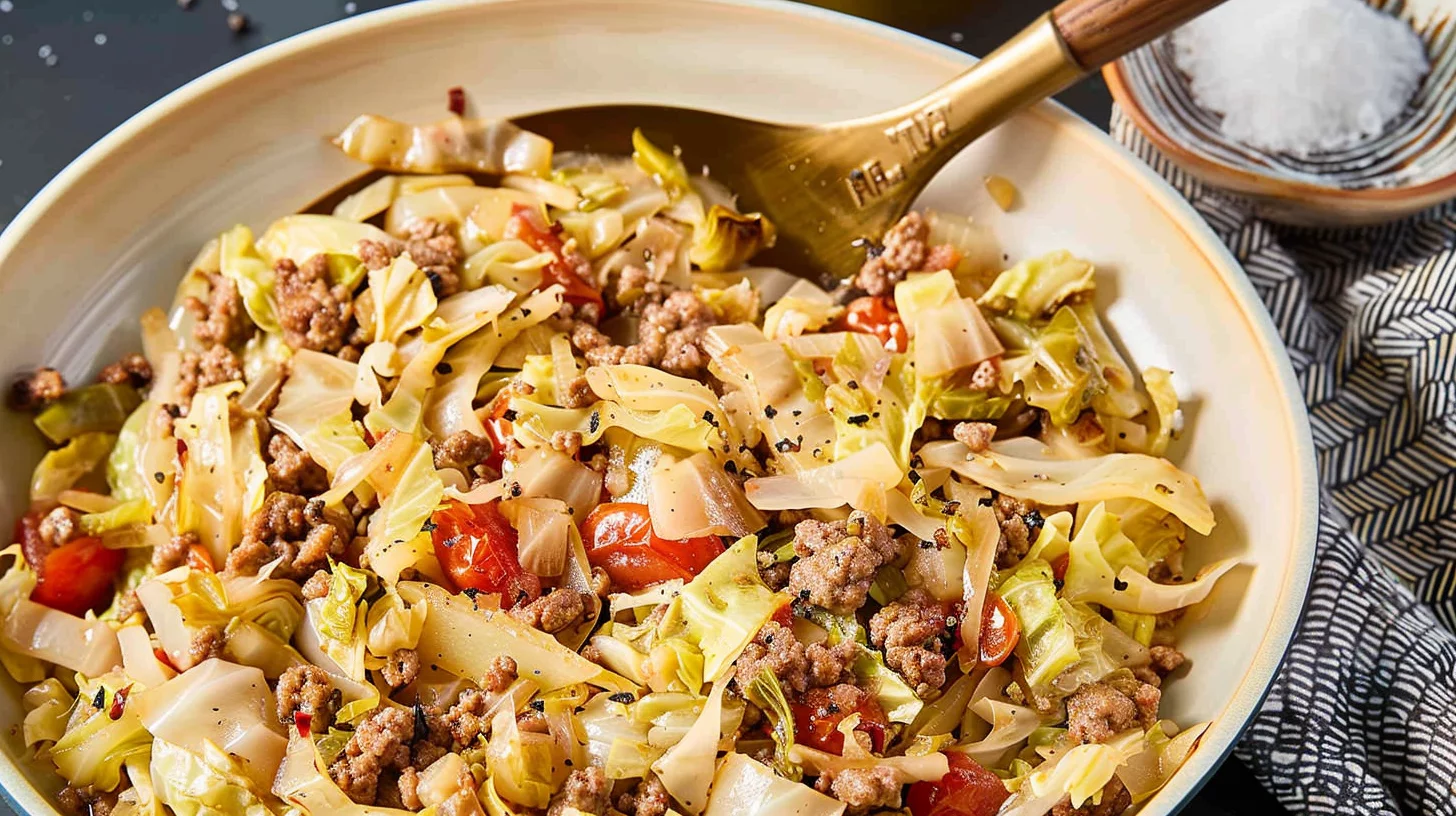 High Protein Ground Beef and Cabbage Skillet