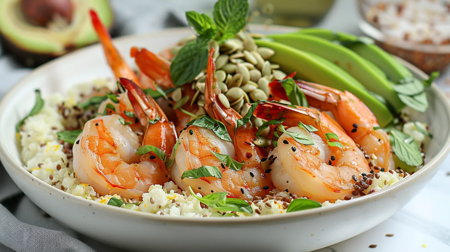 Highprotein Lowcarb Shrimp and Herb Power Bowl