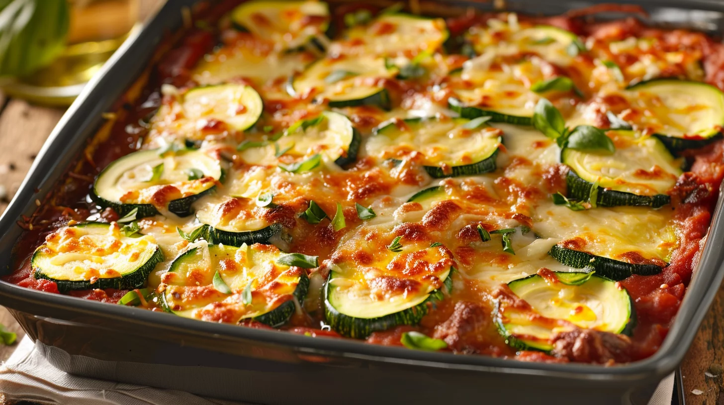 Italian Zucchini Bake With Marinara and Cheese
