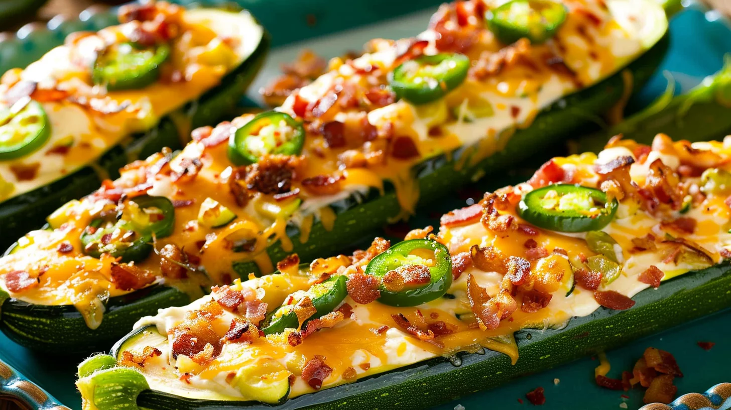 Jalapeno Popper Zucchini Boats