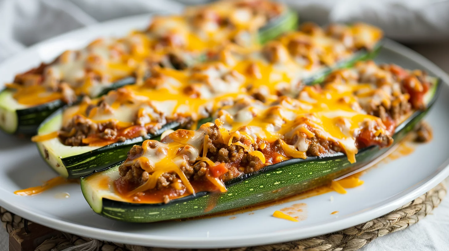 Keto Chicken Parmesan Zucchini Boat