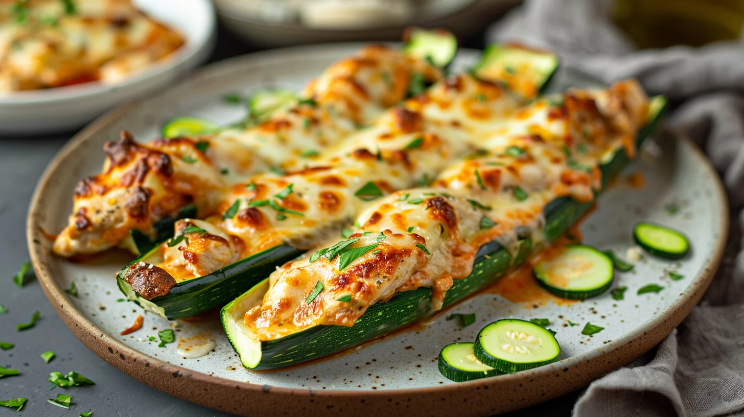 Keto Chicken Parmesan Zucchini Boats