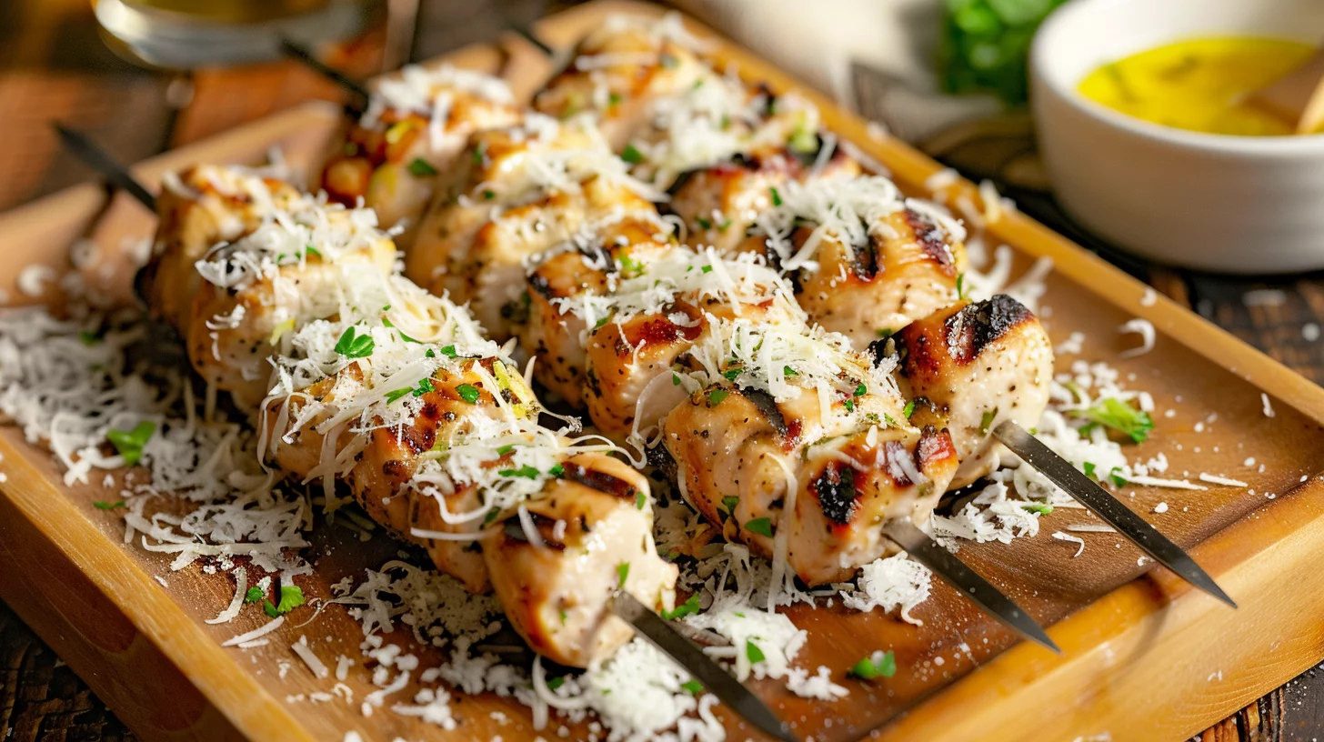 Keto Diet Chicken Skewers With Garlic and Parmesan