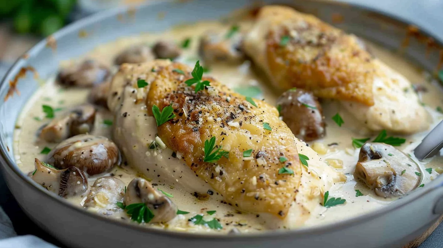 Keto Garlic Mushroom Chicken Casserole