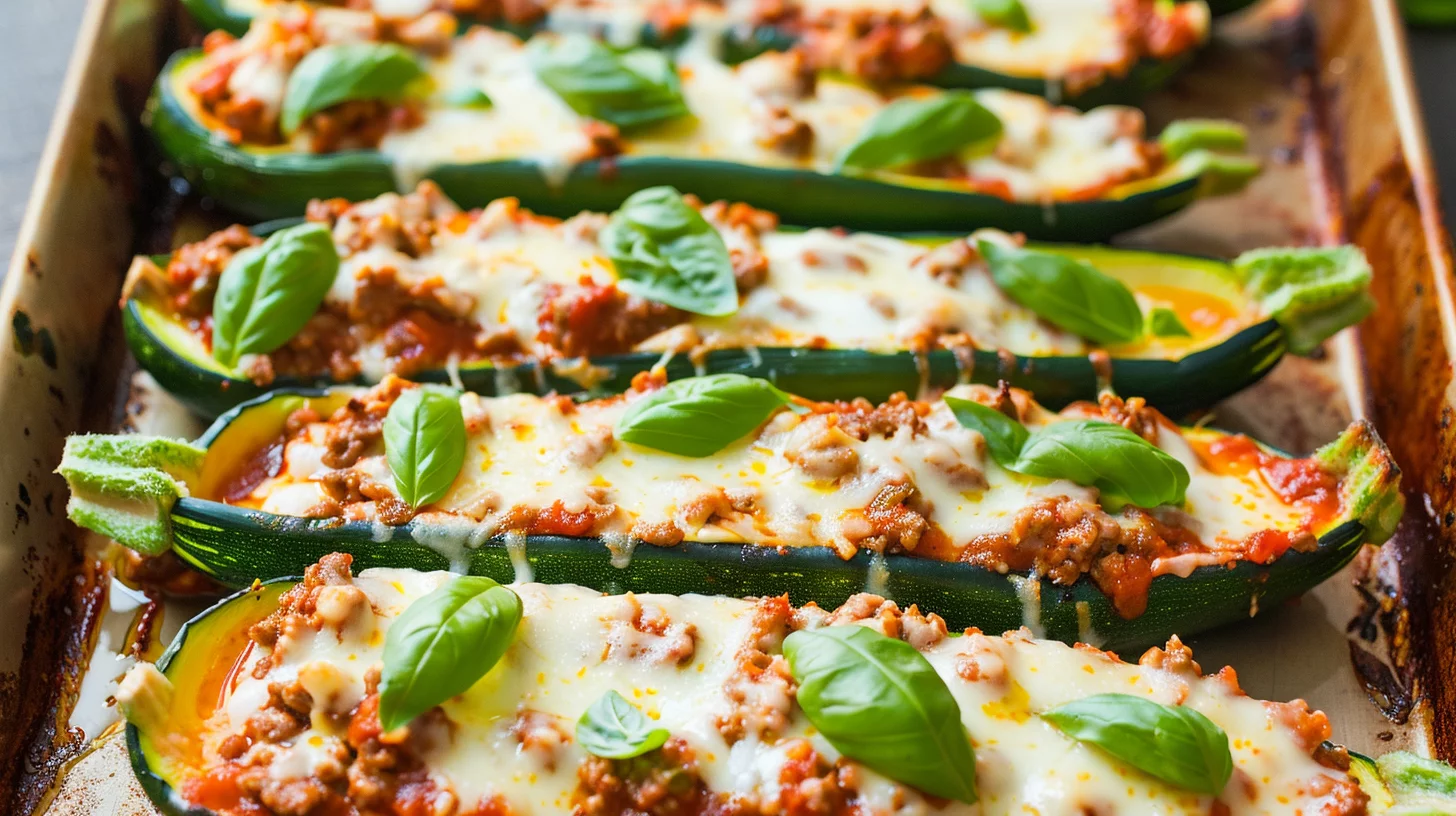 Lasagna Stuffed Zucchini Boats Recipe