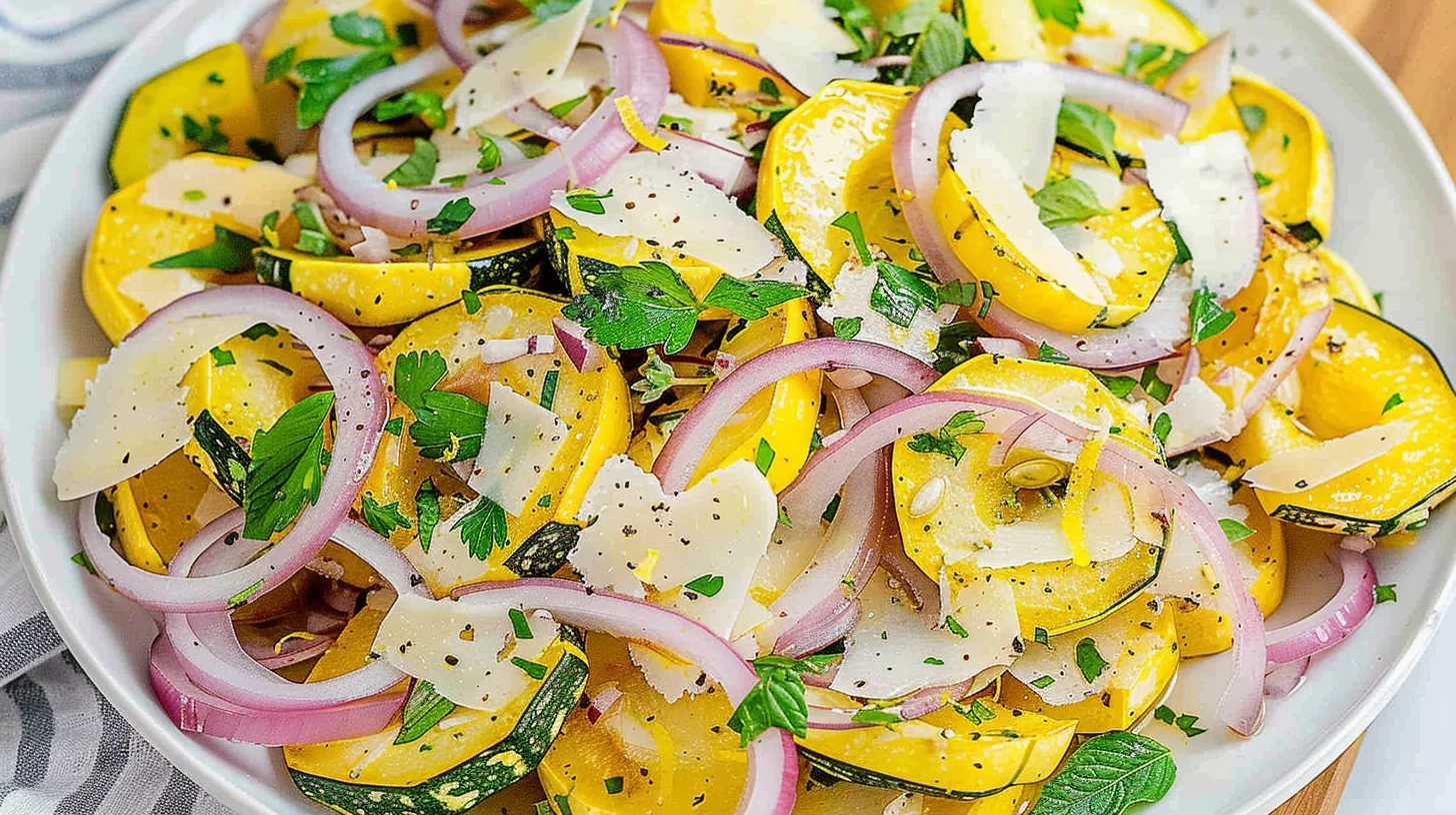 Lemon Parmesan Marinated Summer Squash Salad