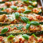 Low Carb Chicken Parmesan Zucchini Boats