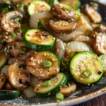 Low Carb Stir Fry Zucchini With Mushrooms and Onions