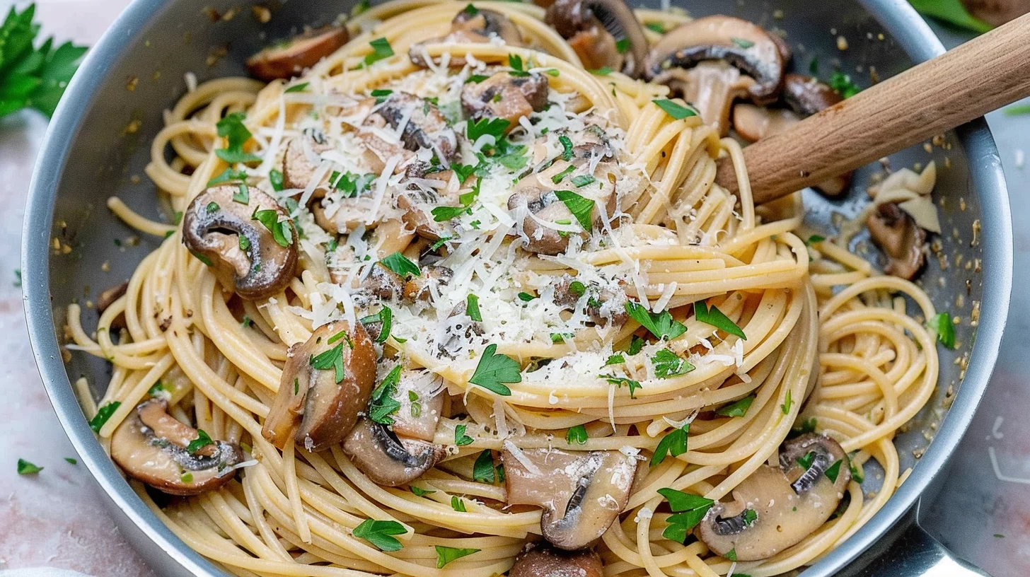 Mushroom and Garlic Spaghetti