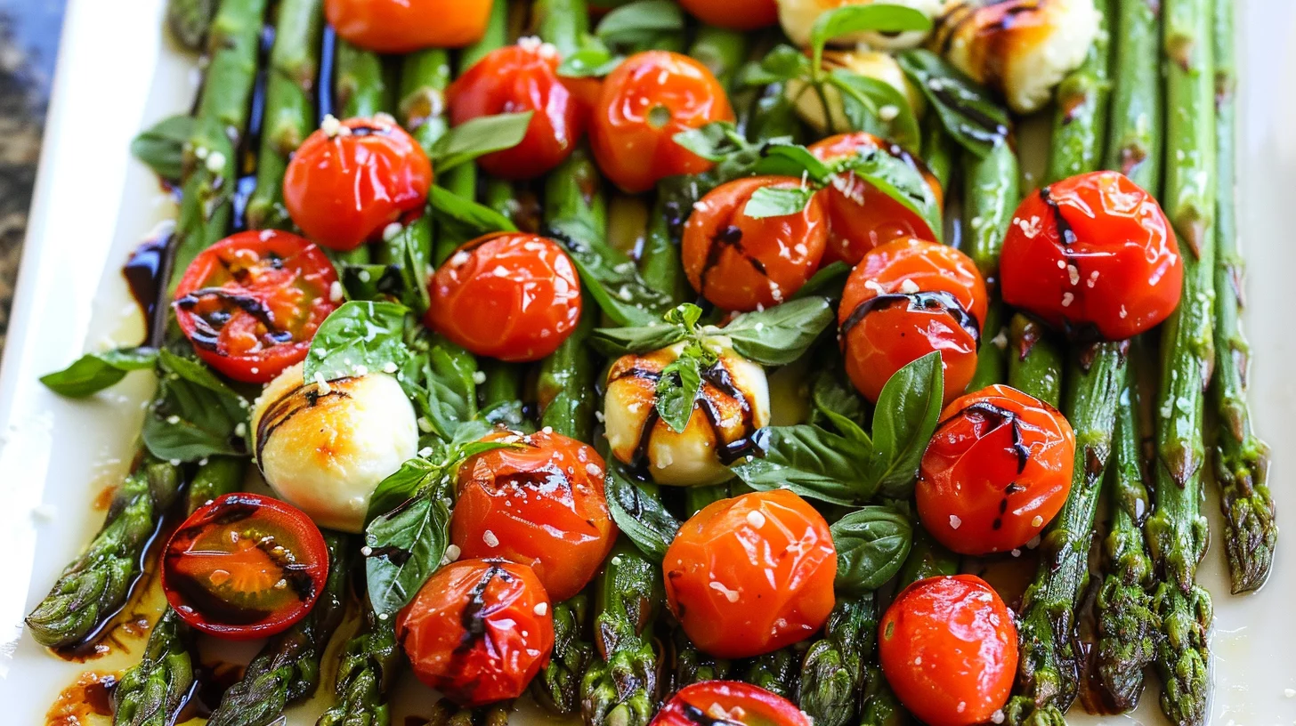 Parmesan Roasted Asparagus With Tomatoes and Balsamic