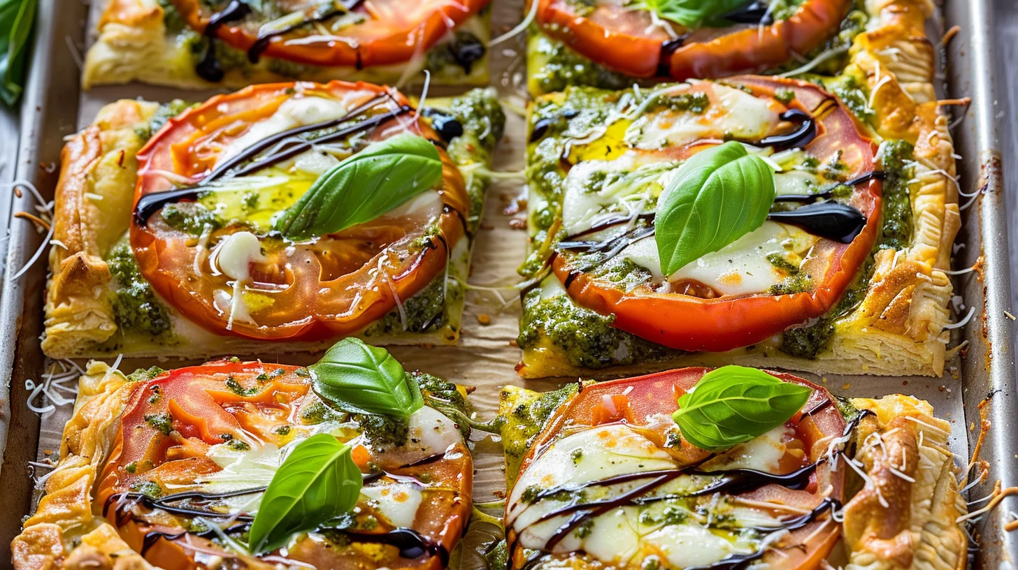 Pesto Caprese Puff Pastry Pizza