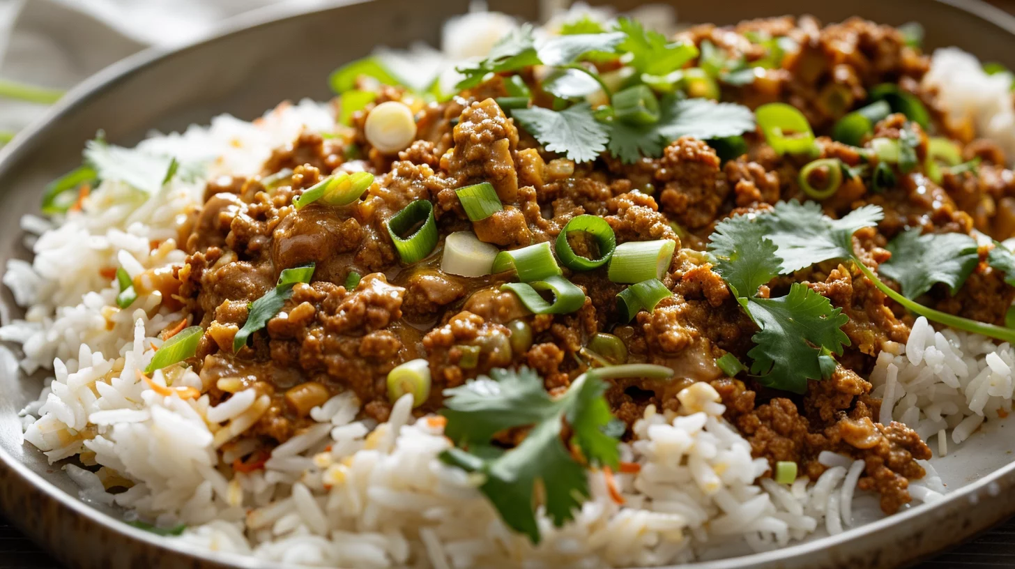 Proteinforward Curried Ground Beef With Peanut Sauce