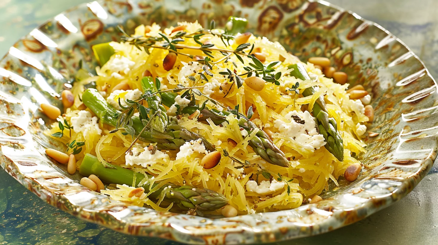Spaghetti Squash With Asparagus Ricotta Lemon and Thyme