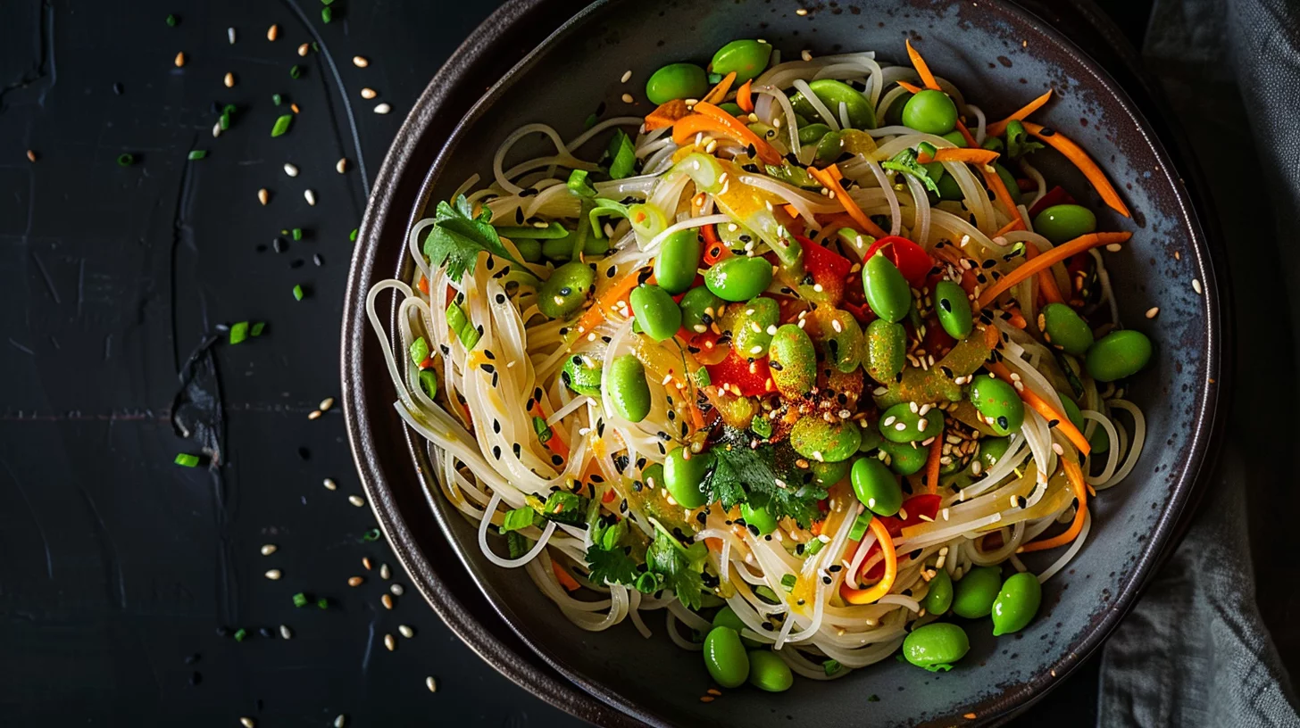 Spicy Edamame Noodle Salad With Miso Sesame Dressing
