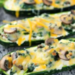 Spinach Mushroom and Ricotta Stuffed Zucchini Boats Recipe
